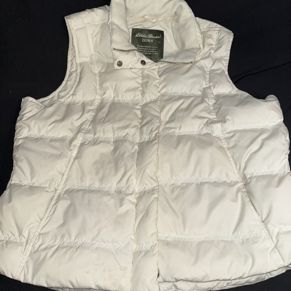 Eddie Bauer Women Petite XL White Down Puffer Vest Lightweightip
